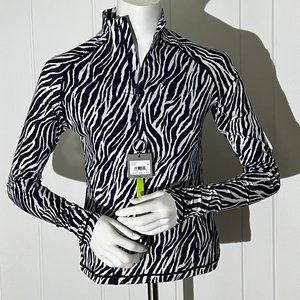 NWT G/Fore Women's Zebra Print Ruched 1/4 Zip Pullover